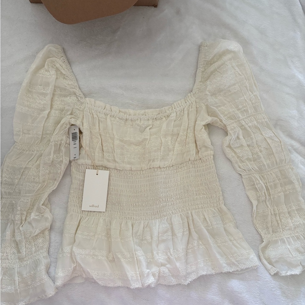 Wilfred Fable Elegant Cream Smocked Women's Top